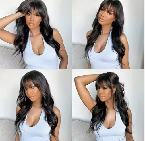 Glueless 13×5 Body Wave Lace Front Wig with Bangs – HD Human Hair