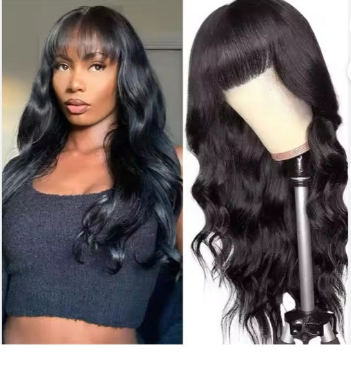 Glueless 13×5 Body Wave Lace Front Wig with Bangs – HD Human Hair